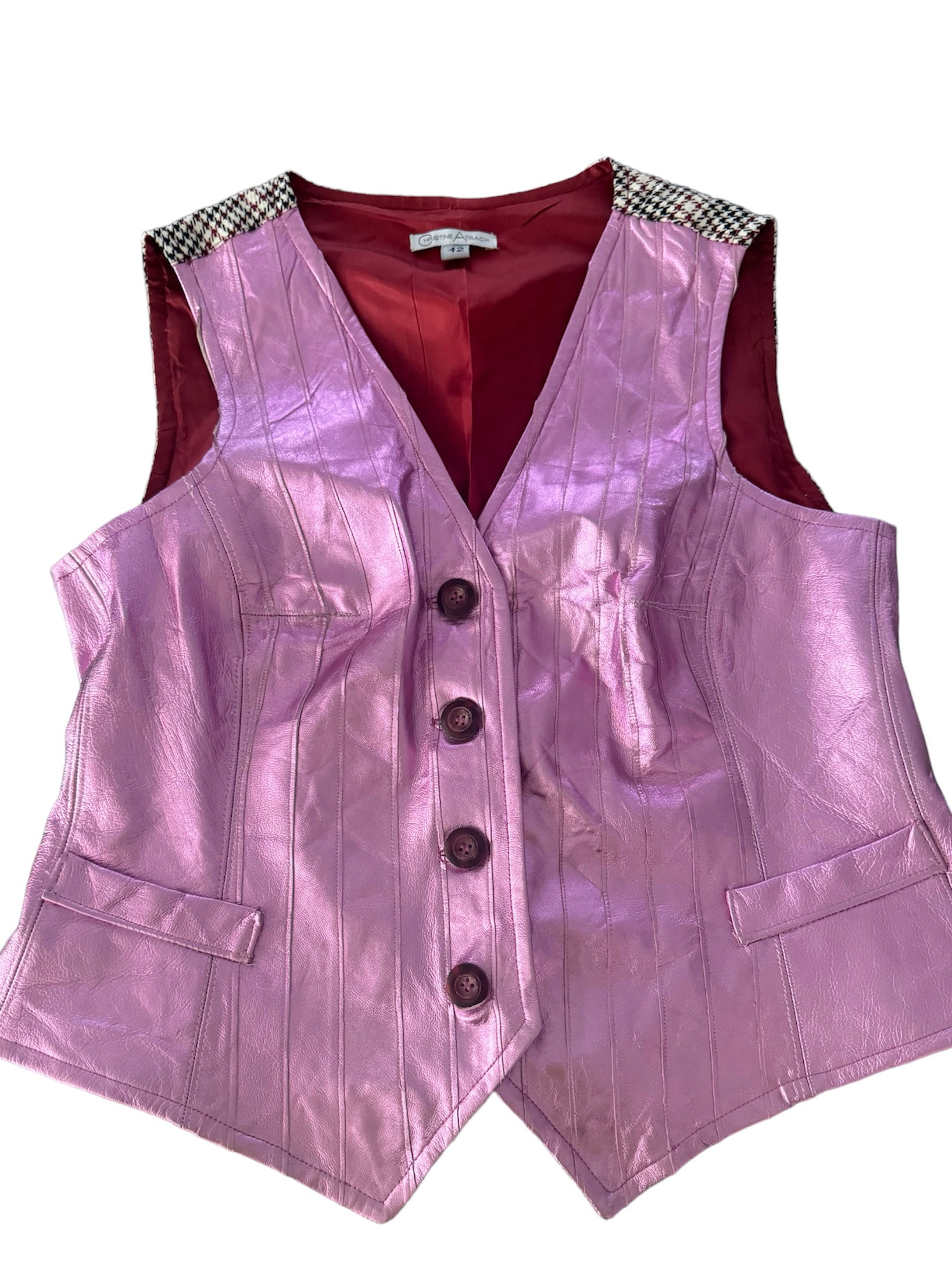 PINK METALLIC LEATHER VEST
