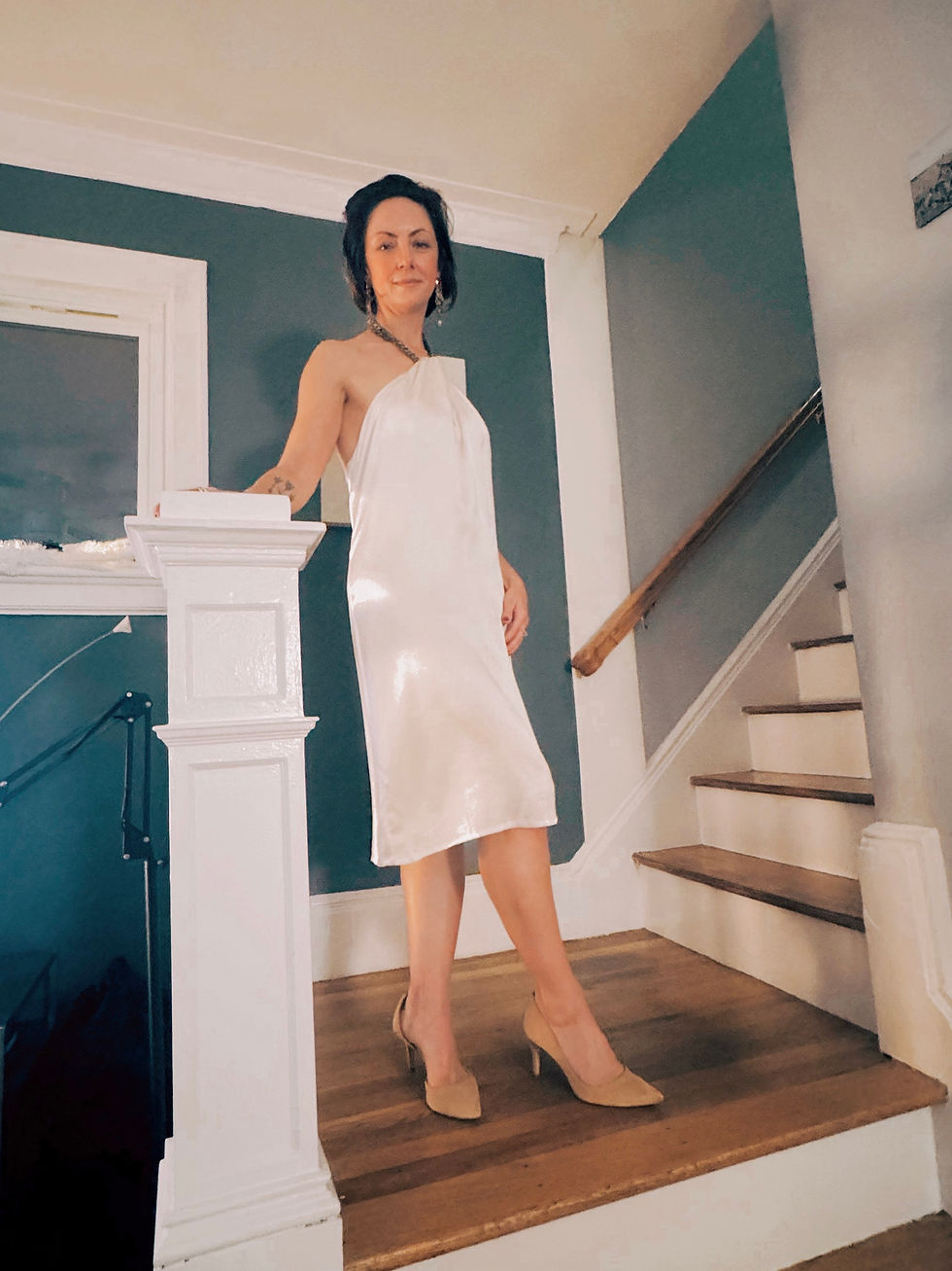 Thumbnail: GARDENIA HALTER SILK DRESS 