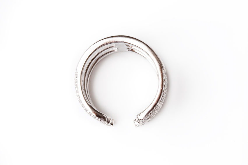 Thumbnail: THREE LINE CZ CUFF RING