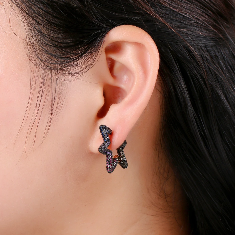 Thumbnail: PAVE STAR HOOPS
