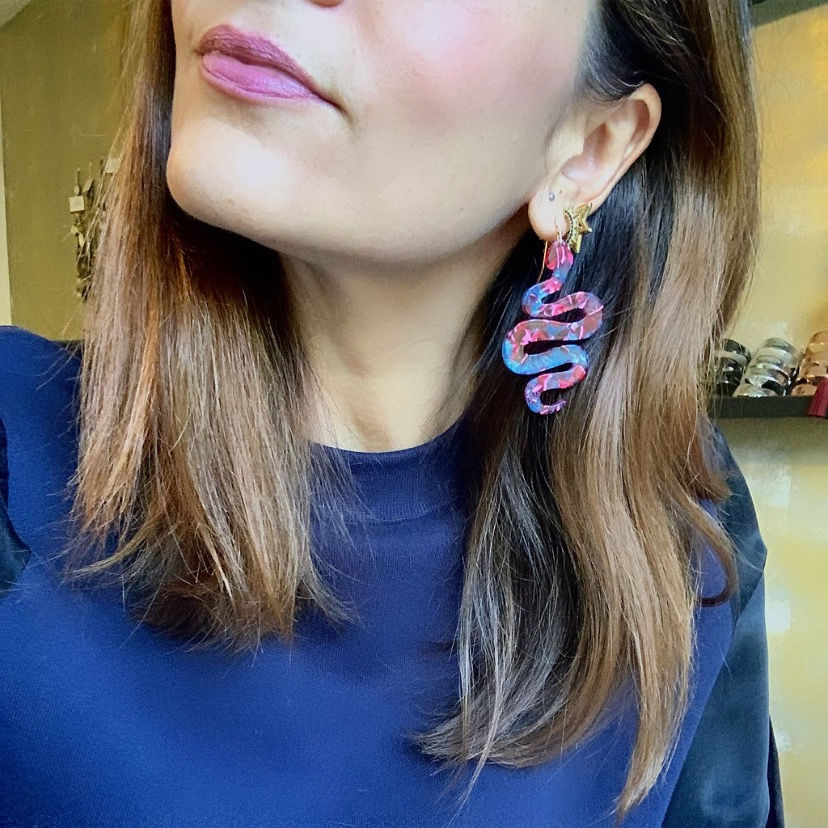Thumbnail: ACRYLIC ATHENA SNAKE EARRINGS
