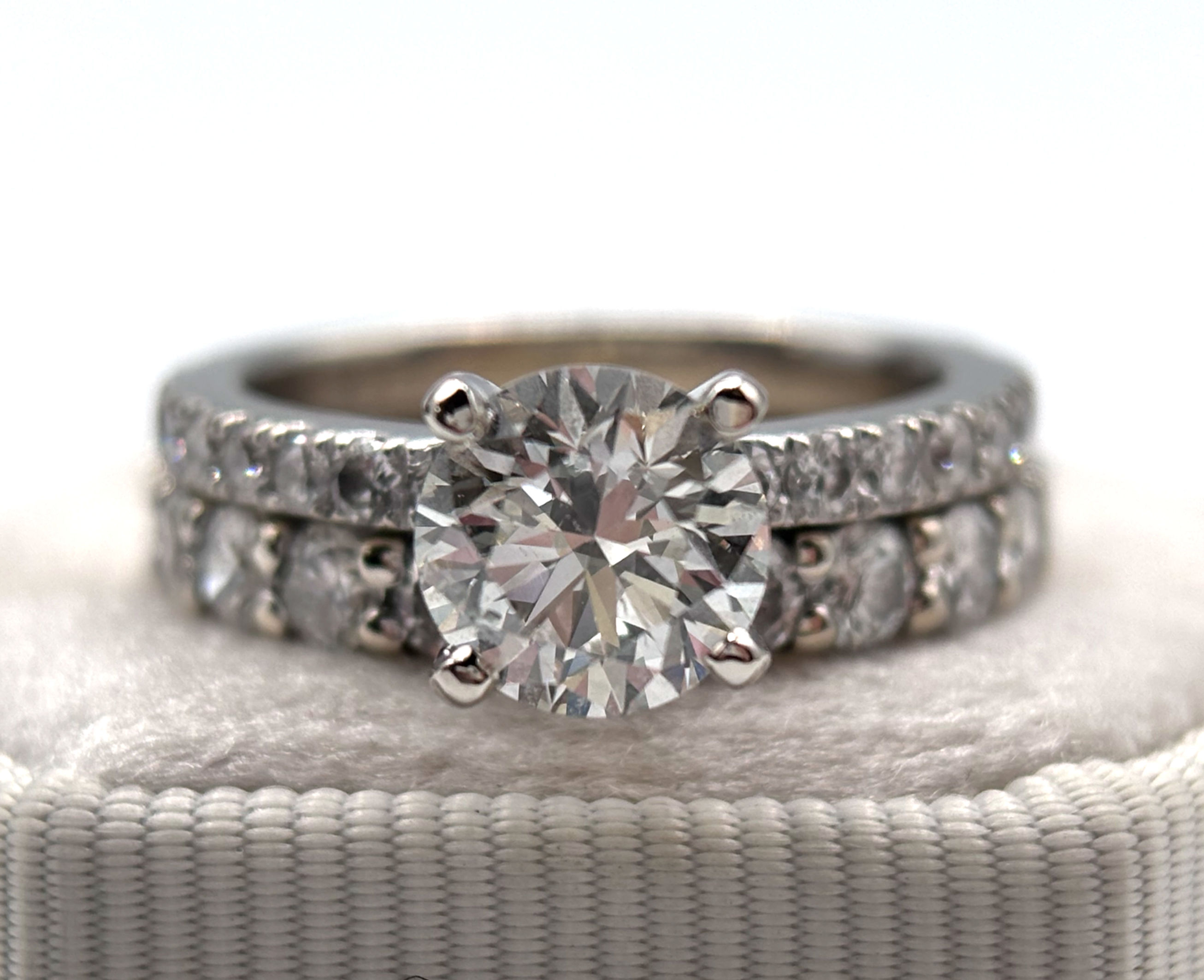 14KWG 1.27ct SI2-SI1 Center Dia w/ .54ctw Engagement Ring and .90ctw Dia Band
