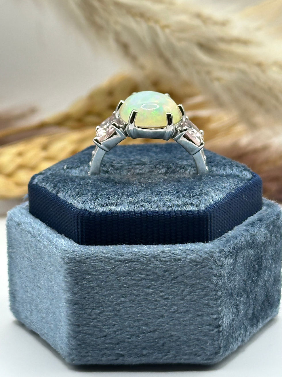 Thumbnail: 14 Karat 3.45 Carat Opal .17 Carat Total Weight Diamonds and Morganite Ring