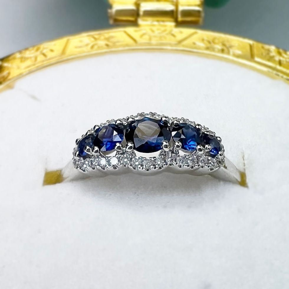 Thumbnail: 14 Karat White Gold Sapphire & Diamond Ring