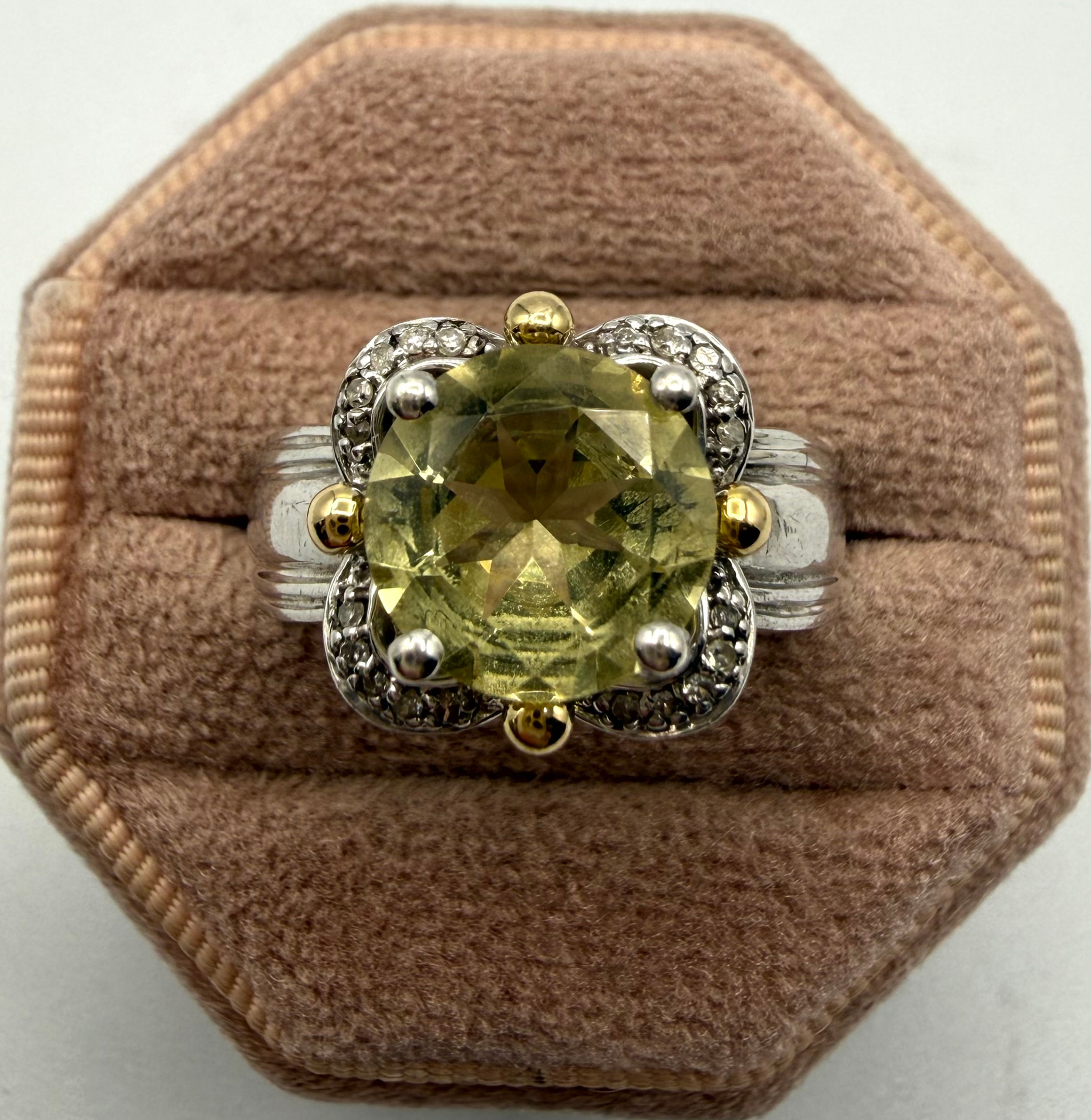 Sterling Silver/ 14 Karat Yellow Gold .20ctw Diamond & Cubic Zirconia Ring