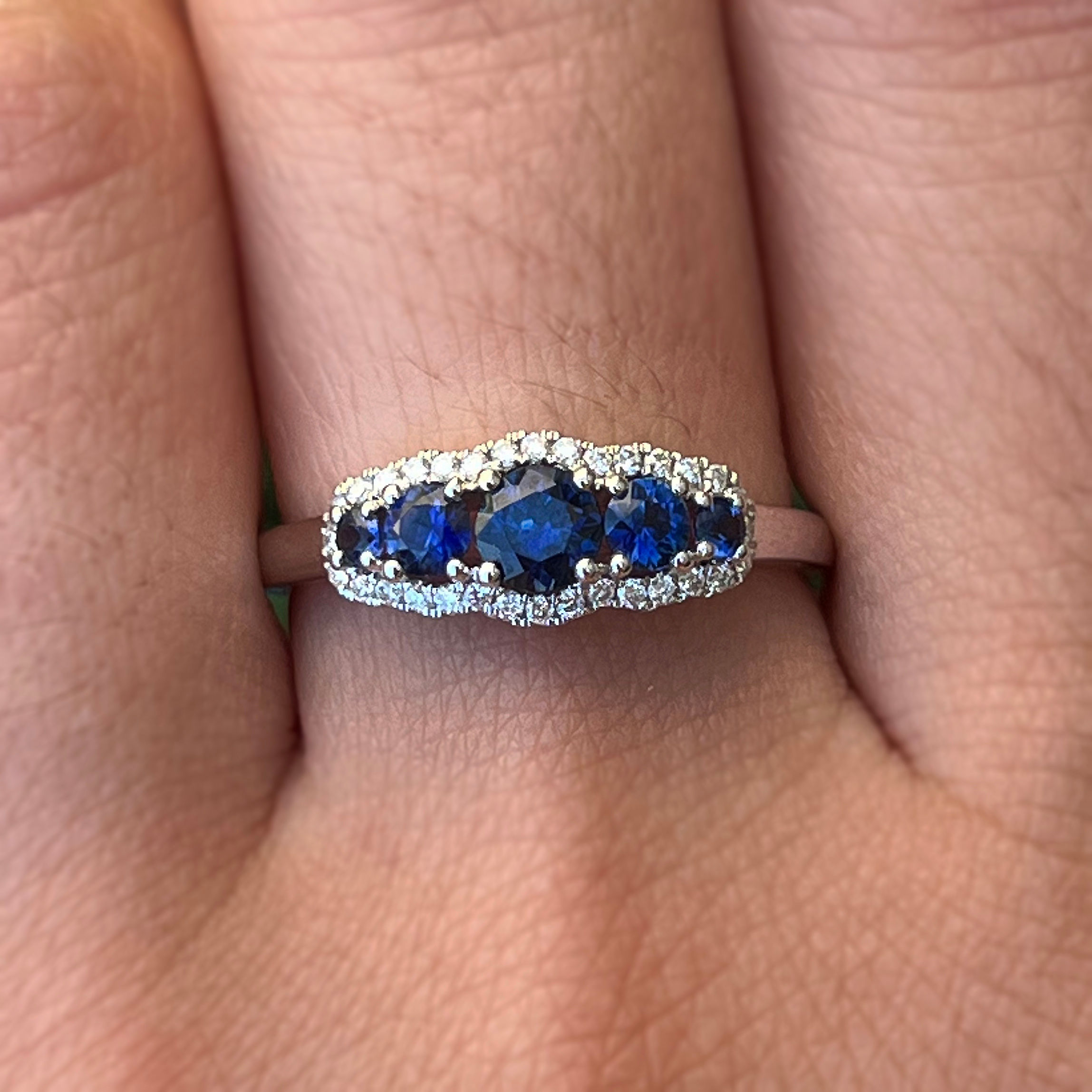 14 Karat White Gold Sapphire & Diamond Ring