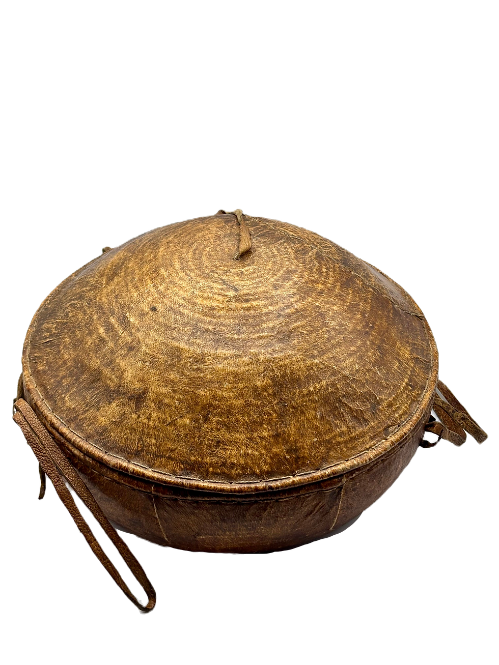 Thumbnail: Ethiopian Woven Grass and Leather Food Carrying Basket ca. 1925