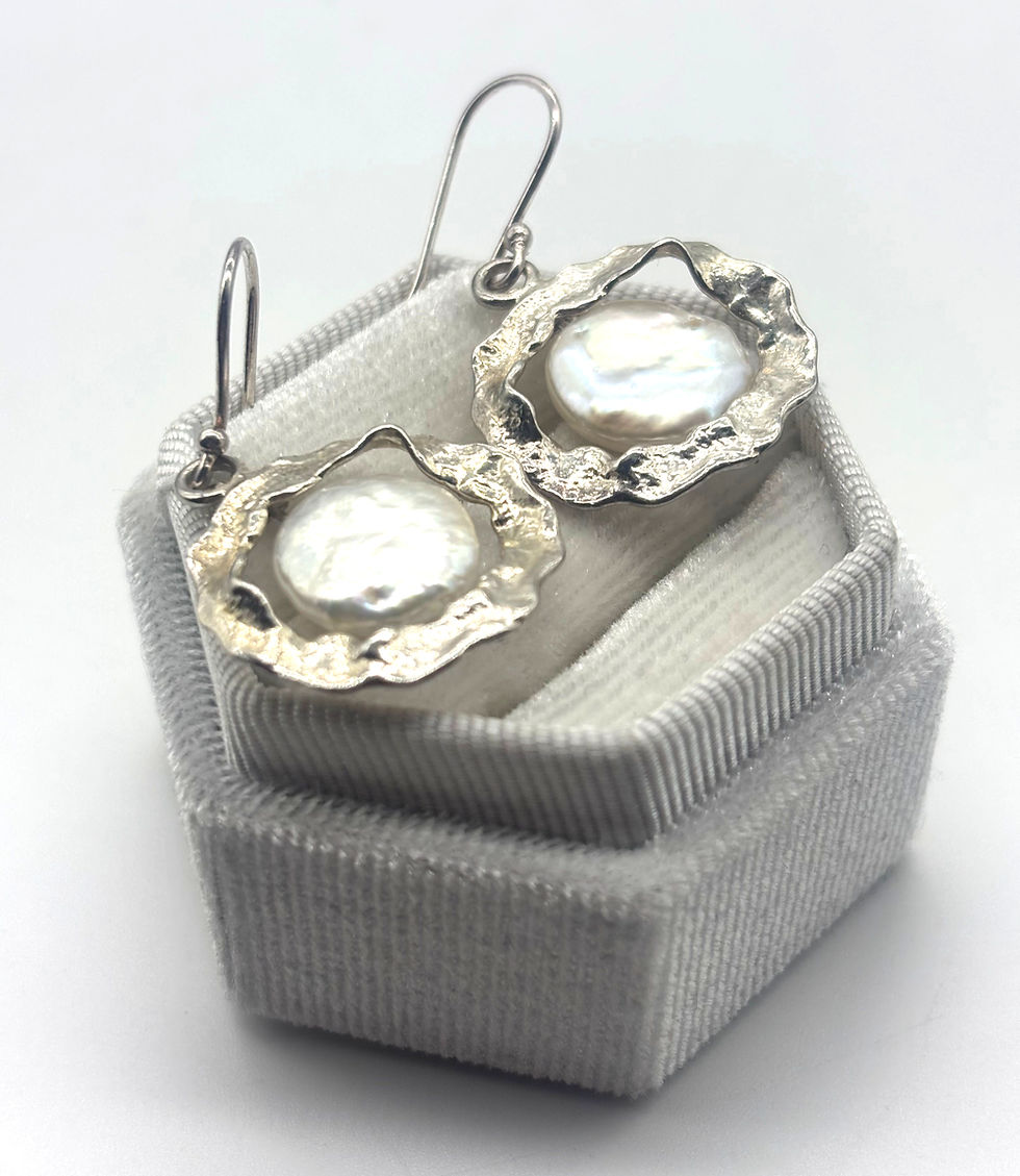 Thumbnail: Sterling Silver Pearl Earrings