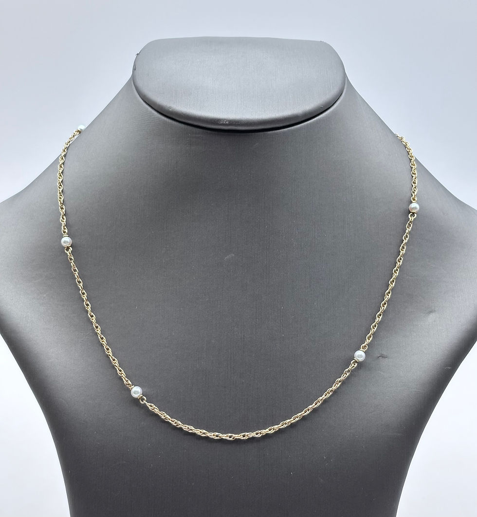Thumbnail: 14KYG Cultured Pearl Rope Chain Station Necklace