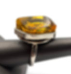 Thumbnail: Large Baltic Amber Sterling Silver Ring