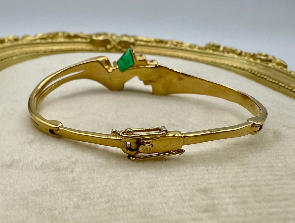 Thumbnail: 14 Karat Yellow Gold 2.42ct Emerald & .33ctw Diamond Bangle