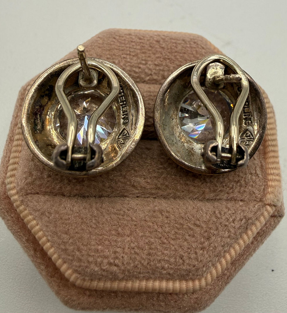 Thumbnail: Sterling Silver Cubic Zirconia & Marcasite Earrings