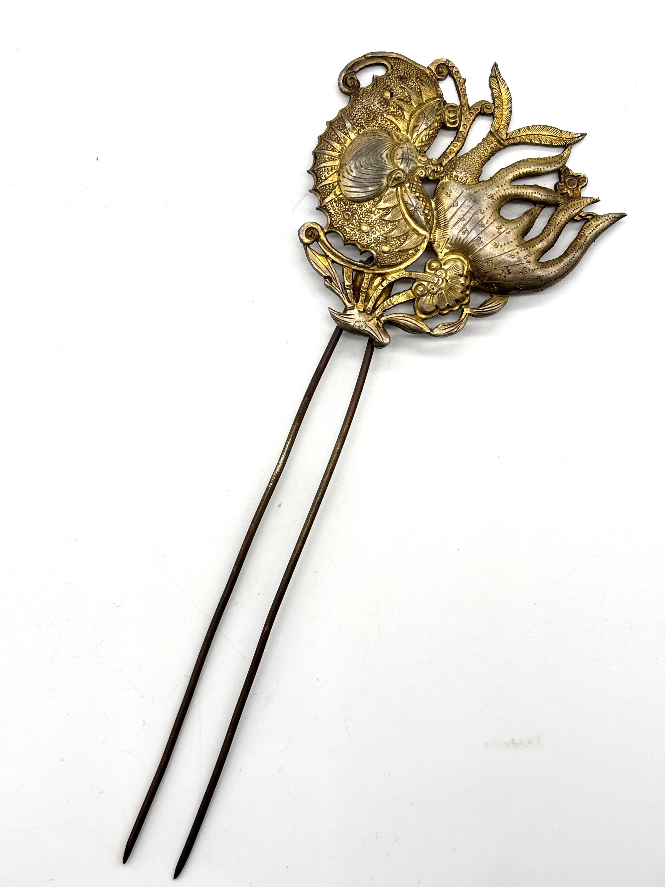 Gold Plated Japanese Decorative Hair Ornament (Kanzashi) Pin