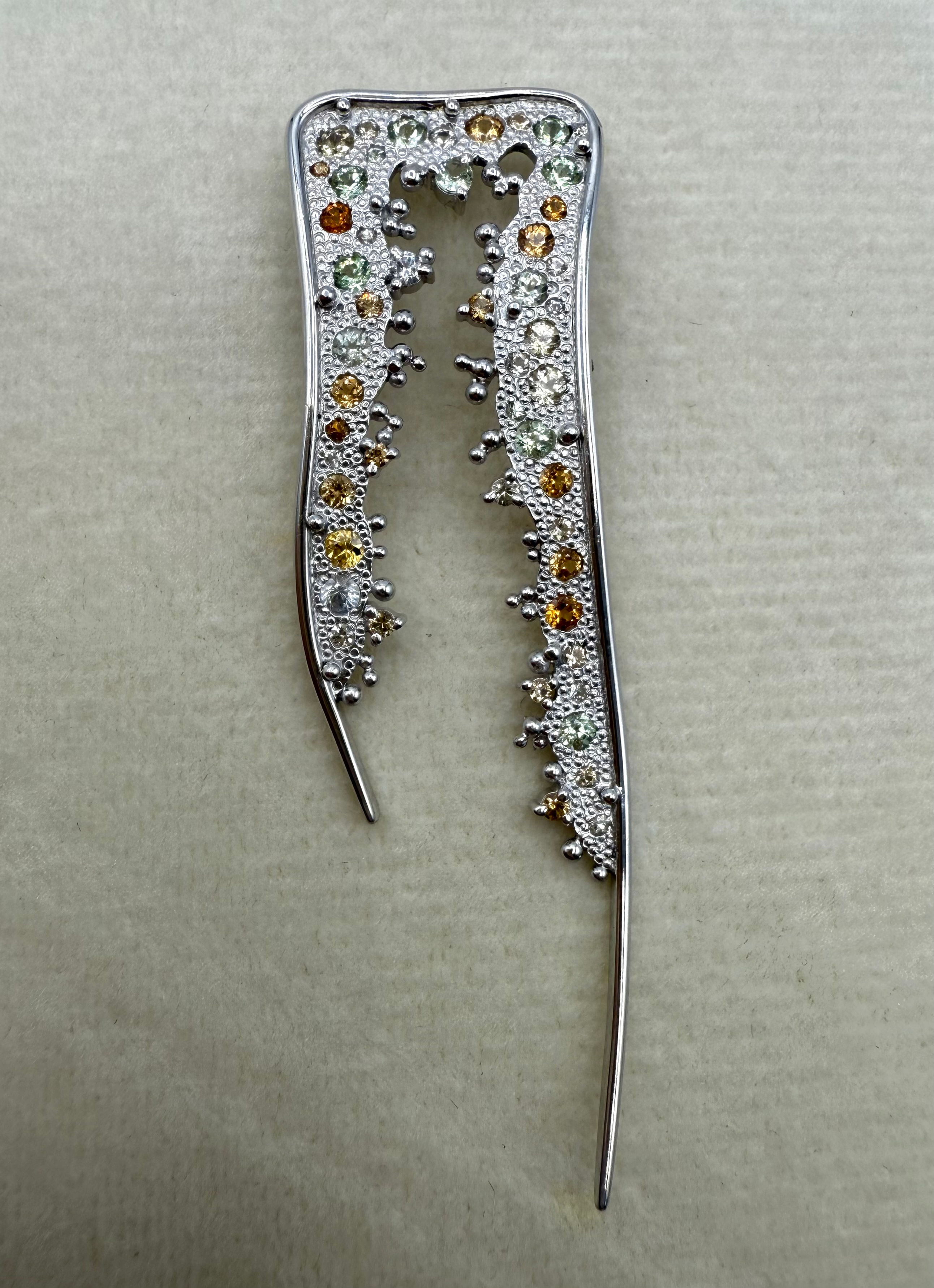 18 Karat White Gold Diamond & Citrine Pendant