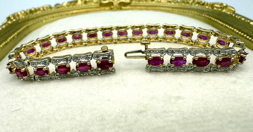 Thumbnail: 14 Karat Yellow Gold 5.20ctw Ruby, 1.04ctw Diamond Bracelet