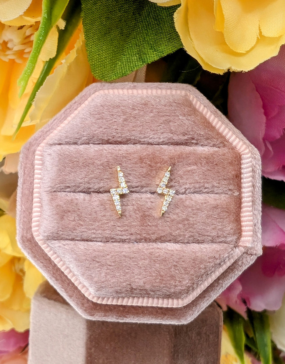 Thumbnail: 14k Diamond Lightning Bolt Studs