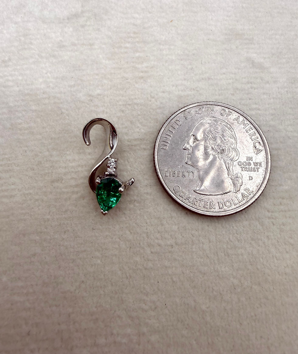Thumbnail: 14 Karat White Gold 0.65ct Emerald & .02ctw Diamond Pendant