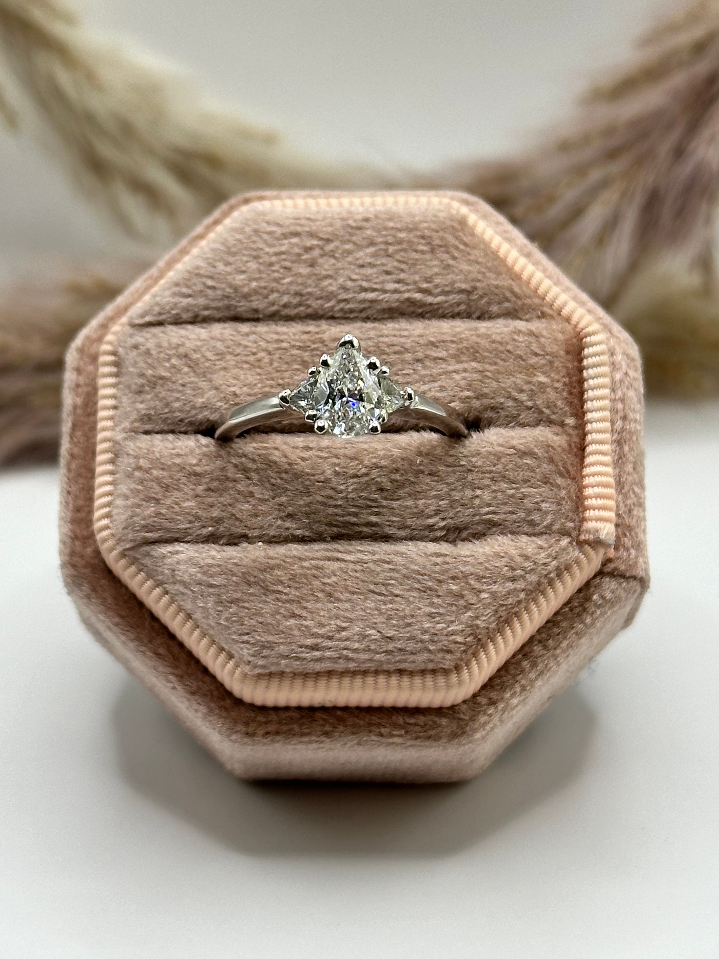 14 Karat White Gold .70 Carat Pear Cut Diamond Ring