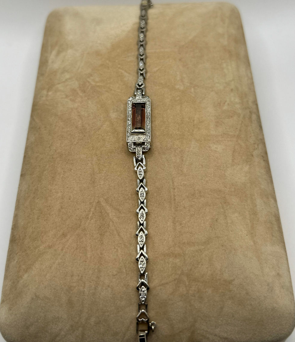 Thumbnail: 14 Karat Platinum, Tourmaline, Diamond Bracelet