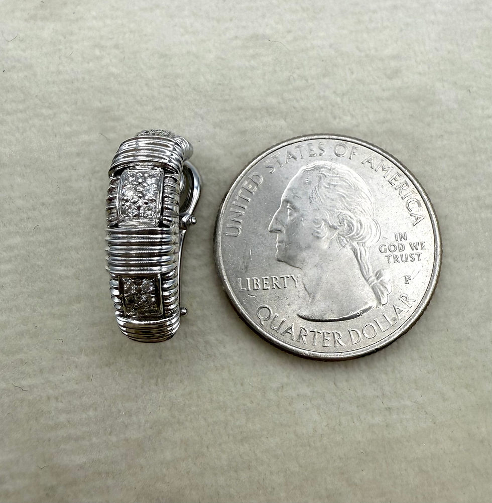 Thumbnail: Roberto Coin 18 Karat White Gold 0.24ctw Diamond Hoops