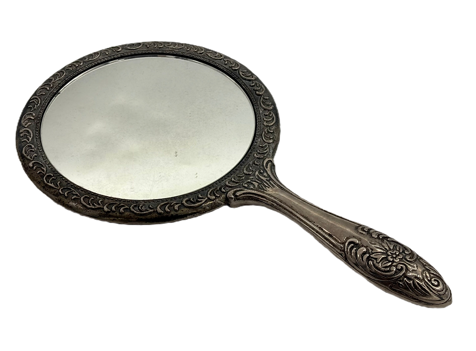 Thumbnail: Heavy Antique Silver Plated Ornate Repoussé Vanity Mirror
