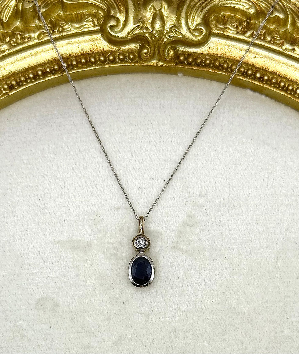 Thumbnail: 14 Karat White Gold Sapphire And Diamond Pendant
