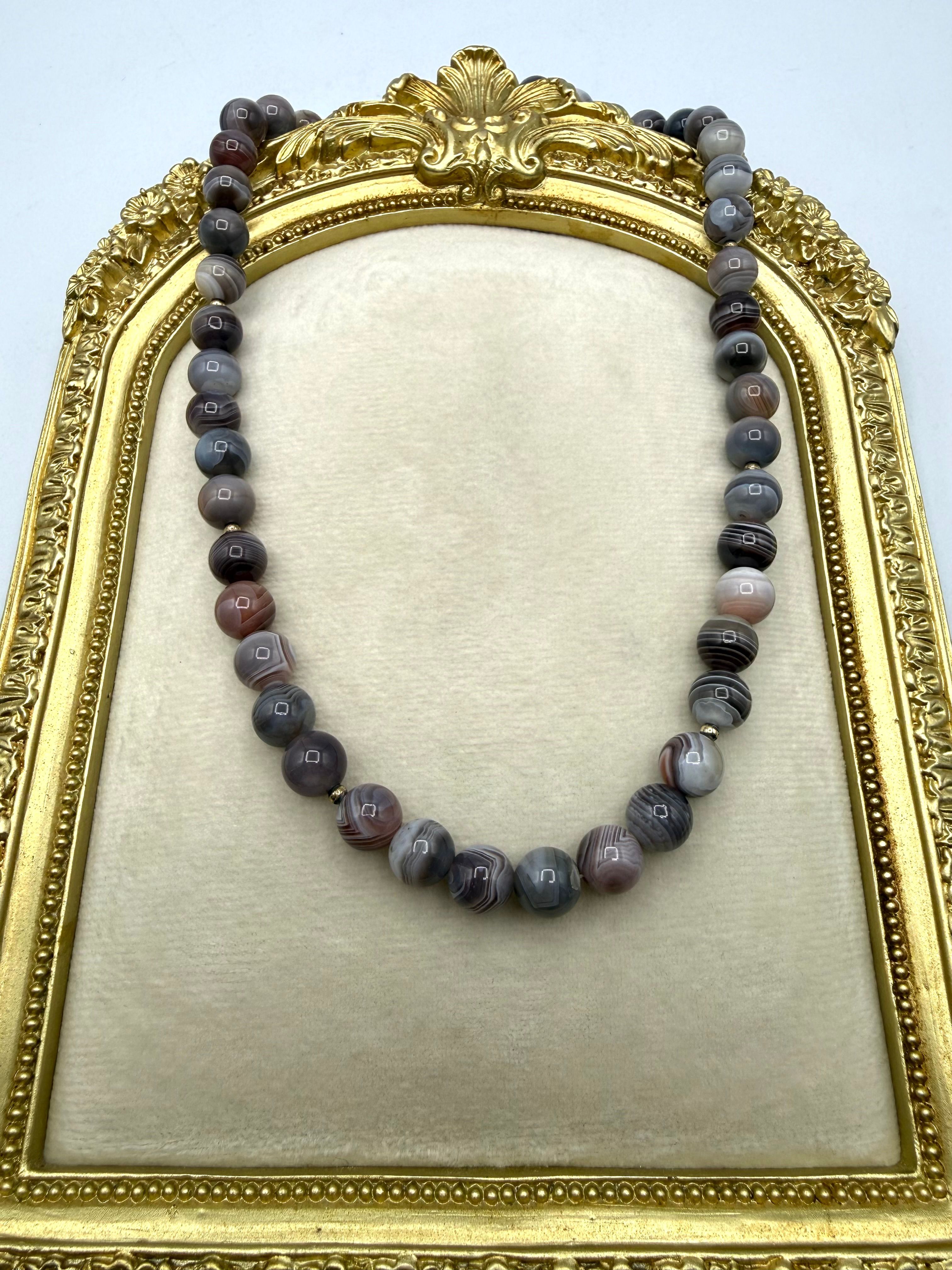 Sterling Silver Agate Beaded Necklace