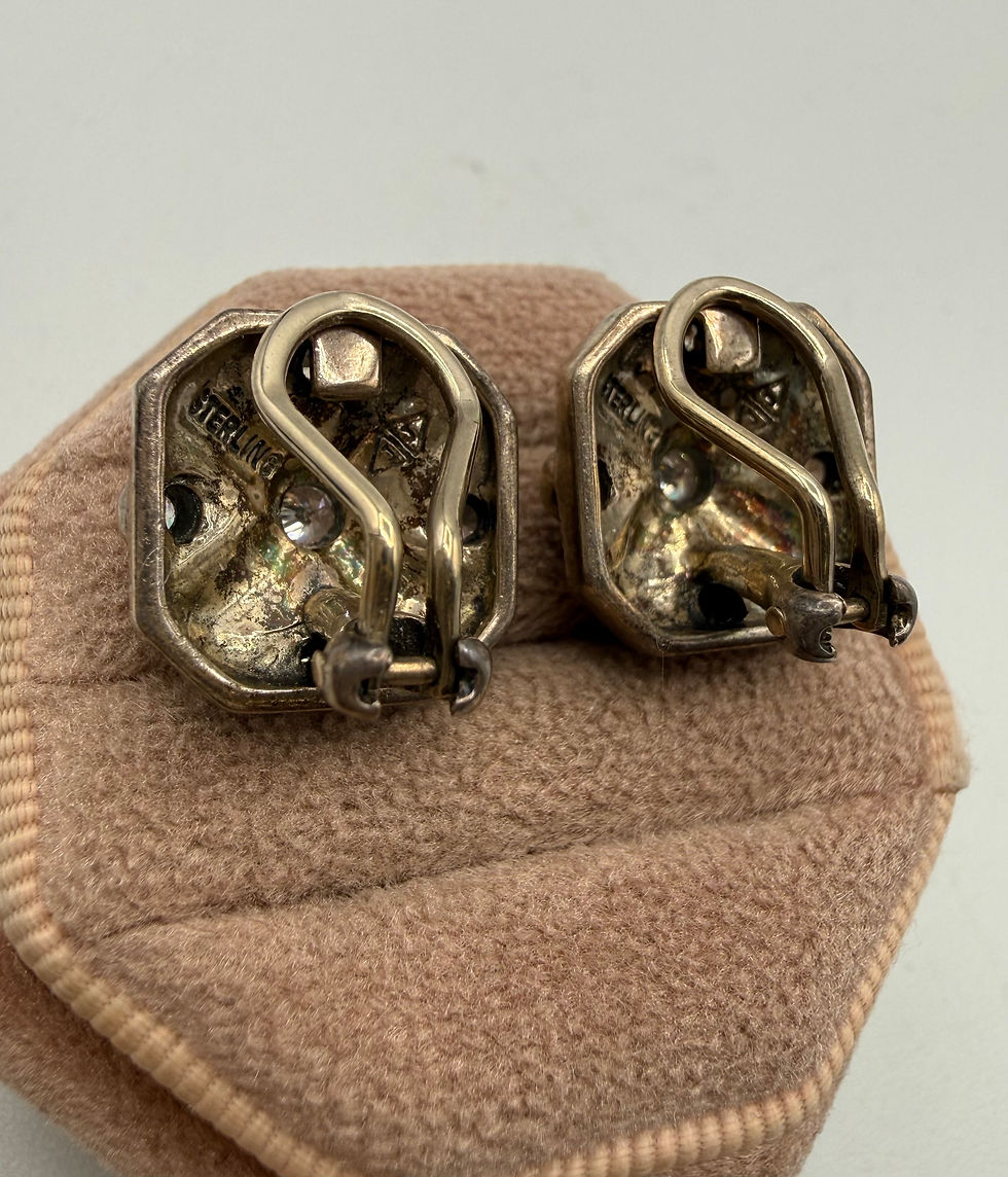 Thumbnail: Sterling Silver Cubic Zirconia & Marcasite Earrings