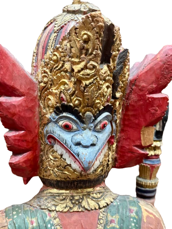 Thumbnail: Pair of Wooden and Polychrome Statues of Deities from Bali, Indonesia 19th C.