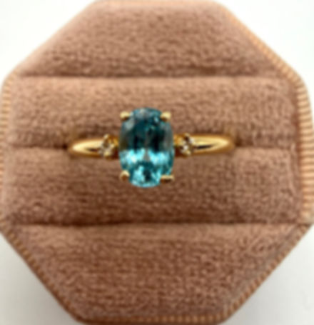 14 Karat Yellow Gold Blue Zircon & .02ctw Diamond Ring