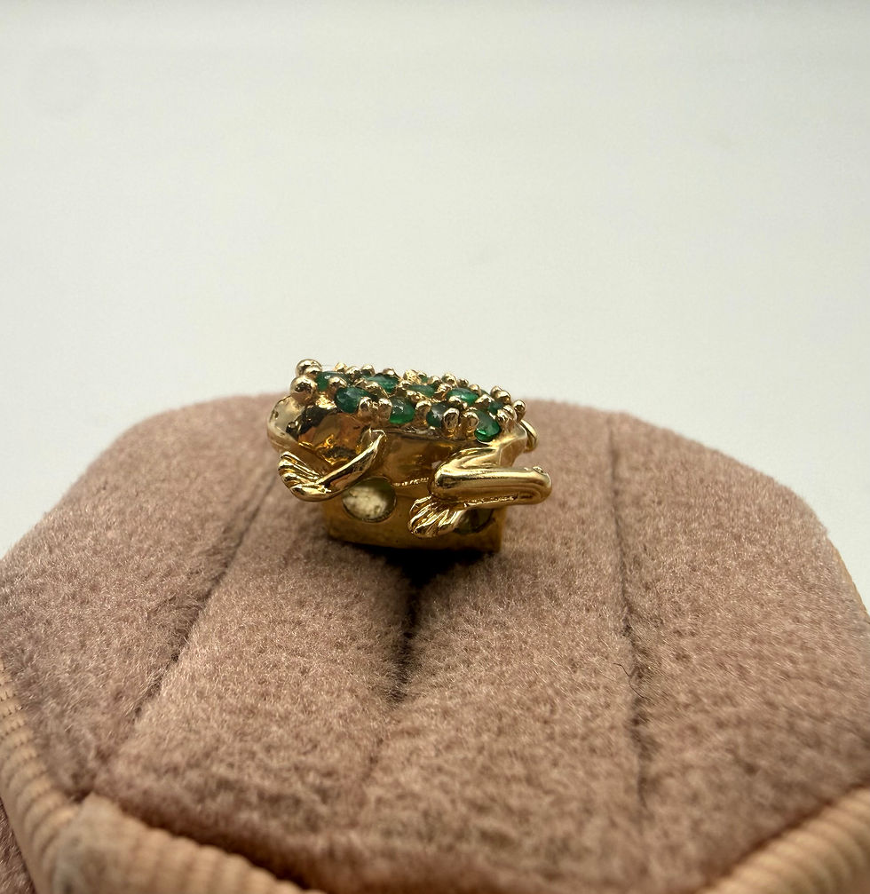 Thumbnail: 14 Karat Yellow Gold .26ctw Emerald Frog Charm