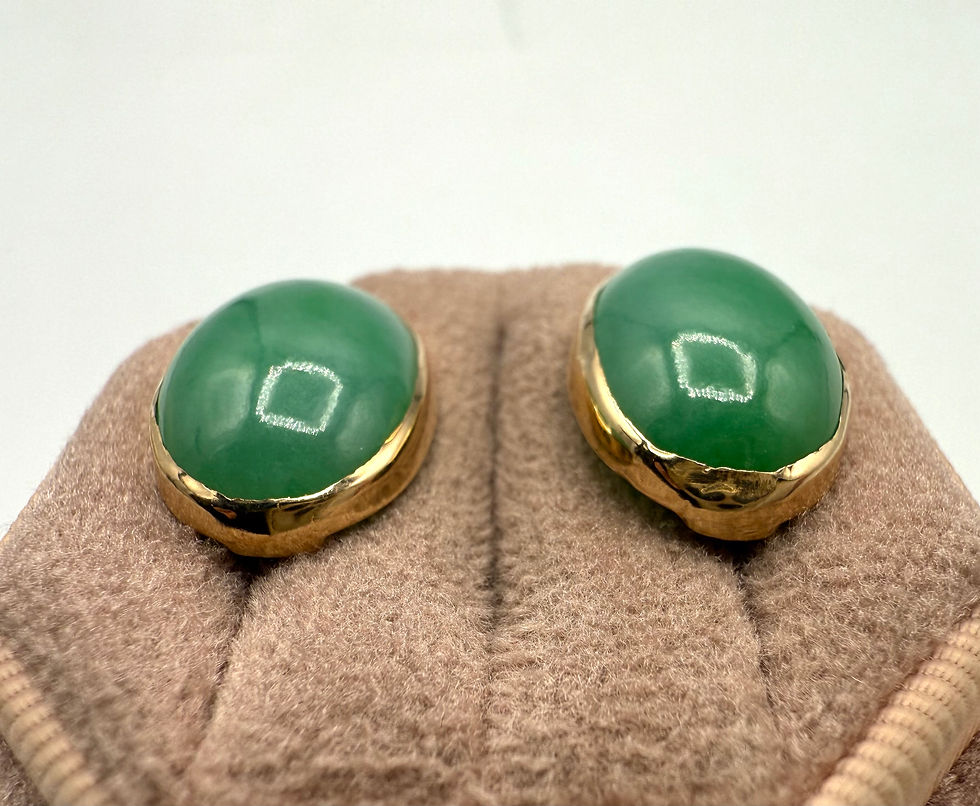 Thumbnail: 14 Karat Yellow Gold 17.66ctw Oval Jade Earrings