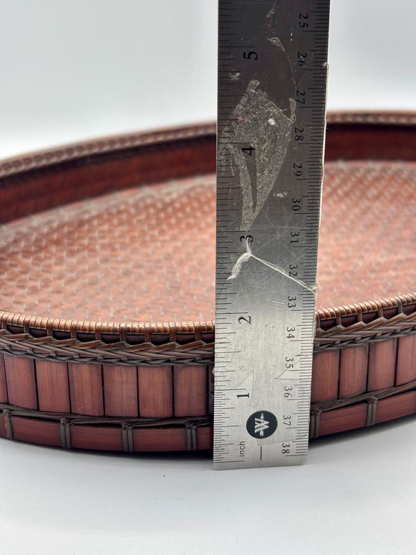 Thumbnail: Two Japanese Flower Baskets Signed Karaku'O with Bamboo Liner and Large Tray