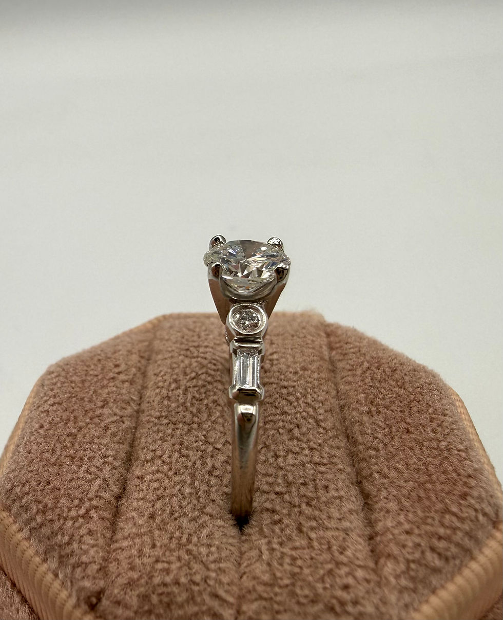 Thumbnail: Platinum .10ctw Diamond Ring Mounting & 1.06ct G/SI1 Round Diamond GIA Cert.