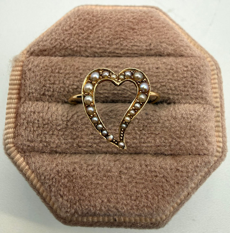 Thumbnail: 14 Karat Yellow Gold Pearl Heart Ring