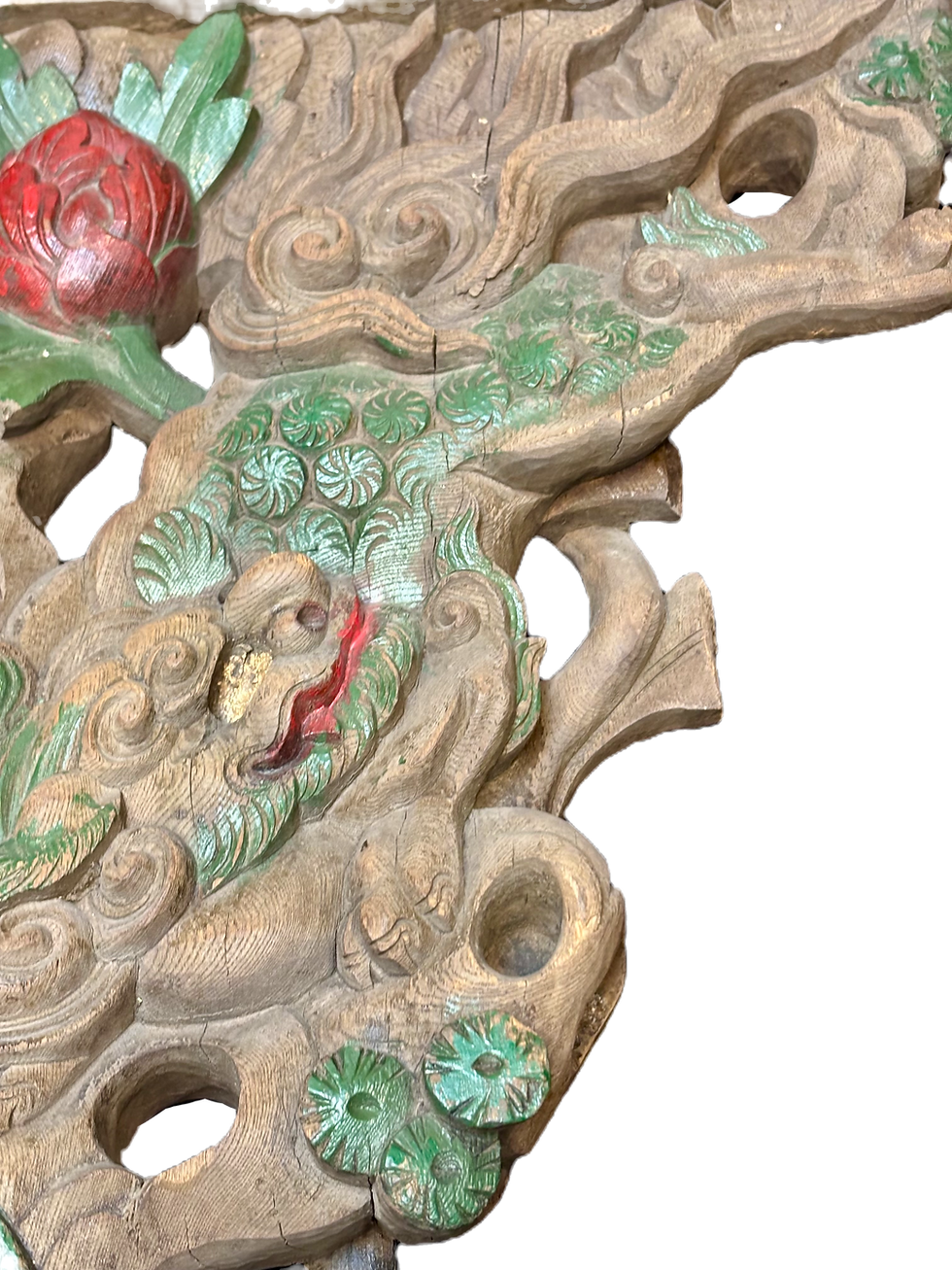 Thumbnail: Pair of Antique Chinese Carved Wood Architectural Temple Doorway Corners