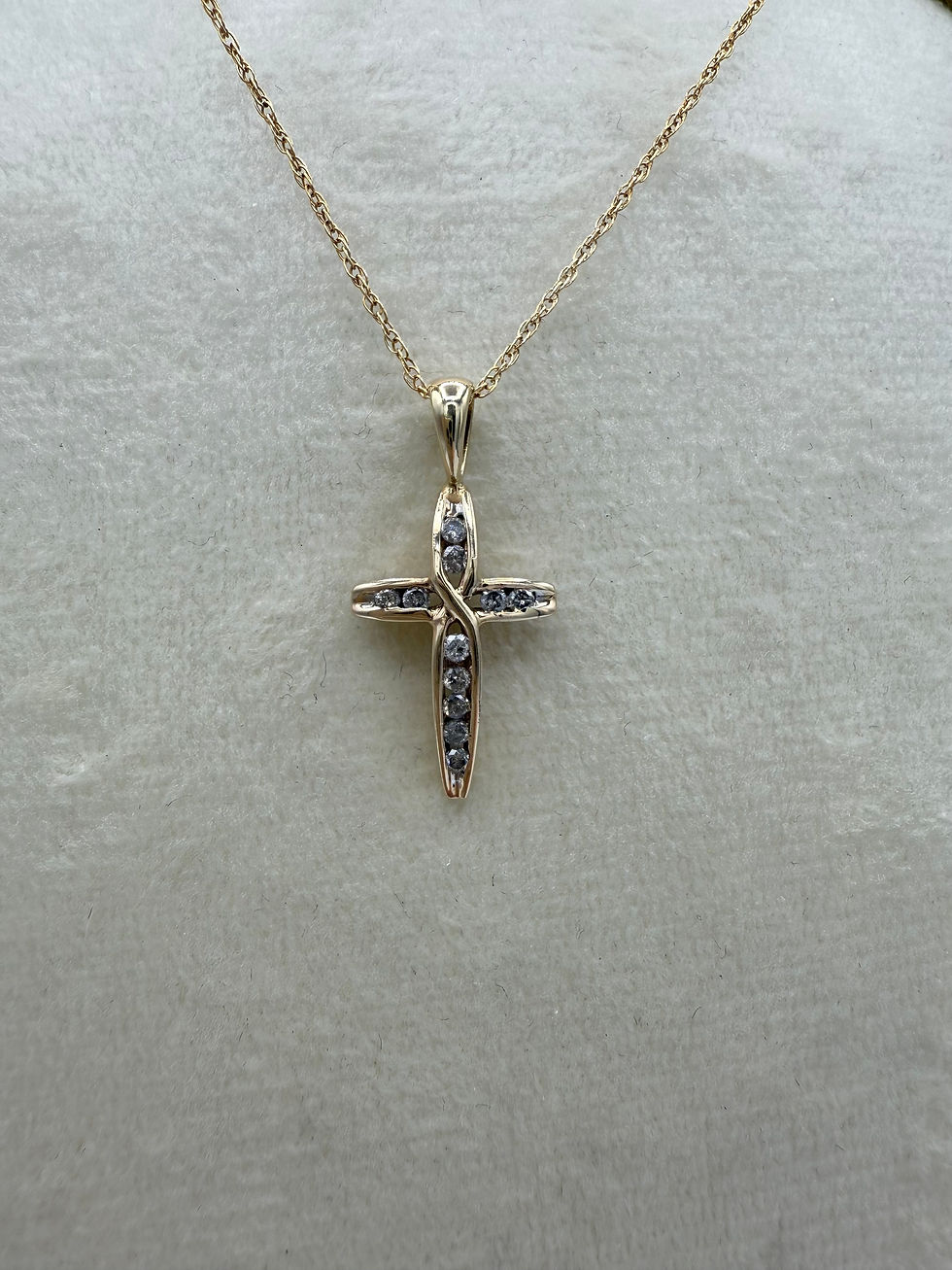 Thumbnail: 14 Karat Yellow Gold Diamond Cross Pendant