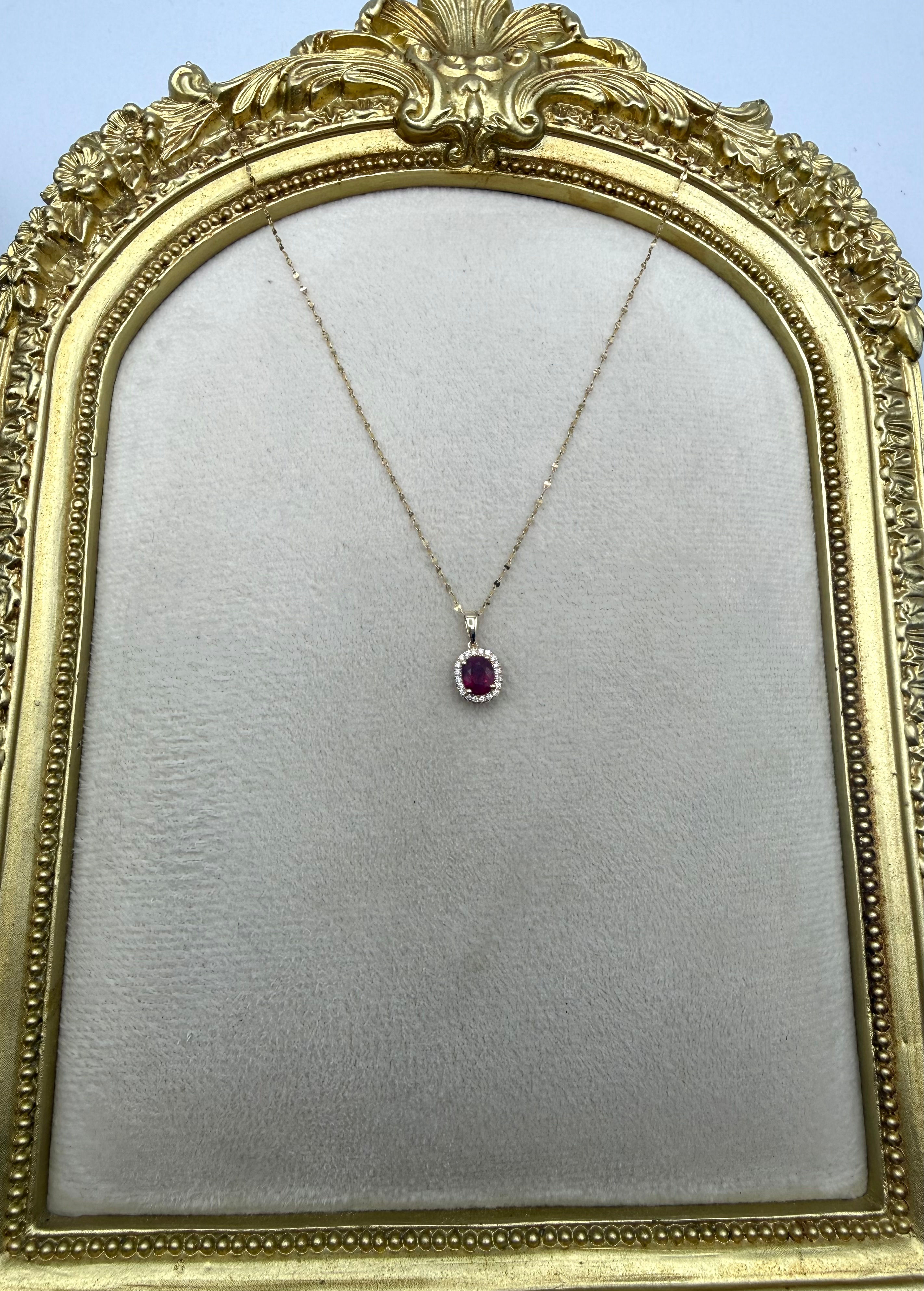 14 Karat Yellow Gold 1.15ct Ruby & .09ctw Diamond Pendant