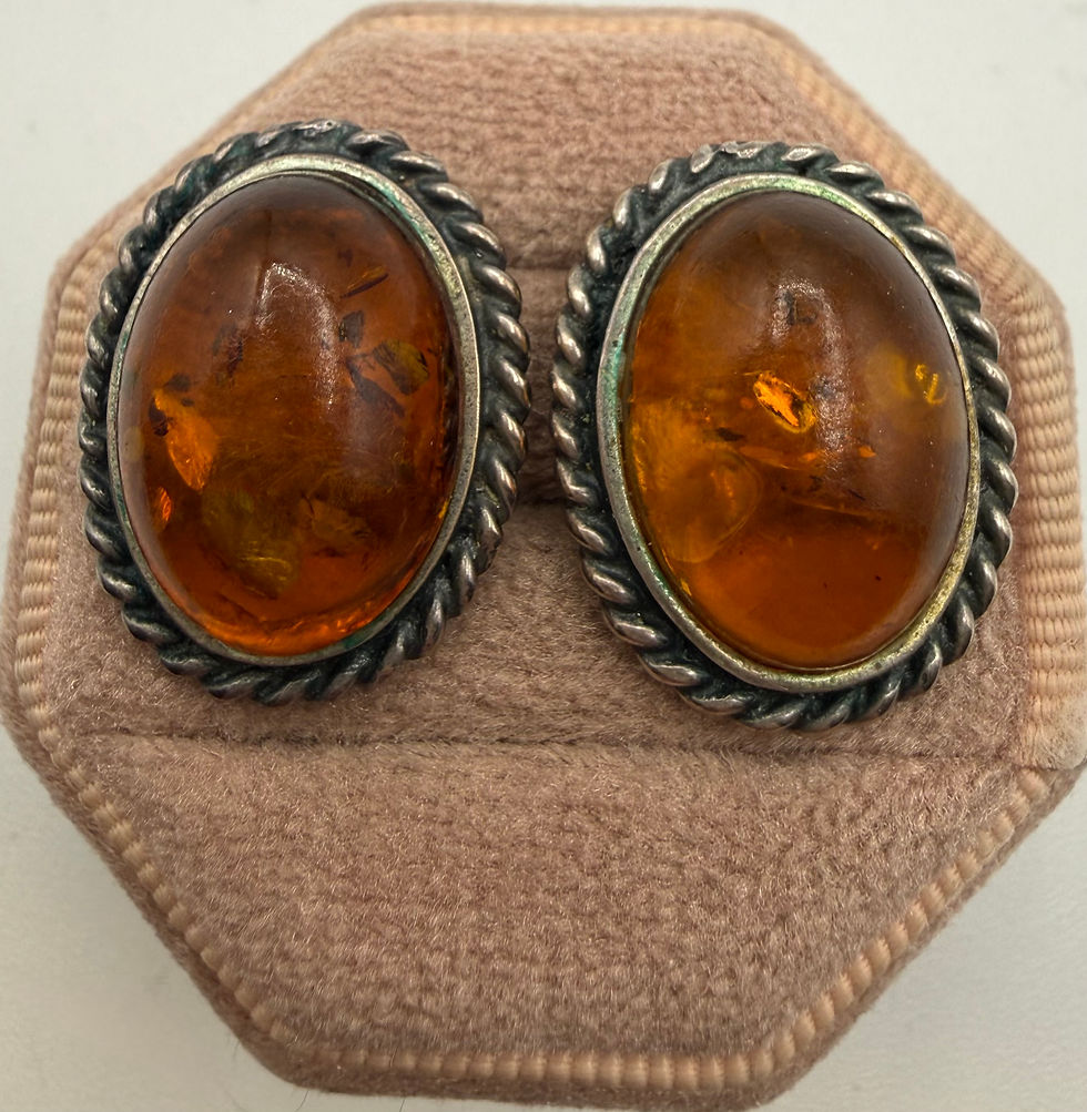 Thumbnail: Sterling Silver Amber Earrings