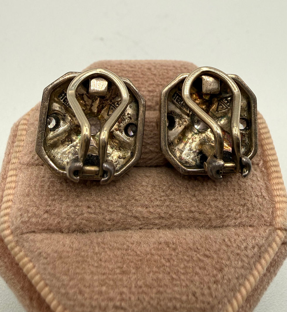 Thumbnail: Sterling Silver Cubic Zirconia & Marcasite Earrings