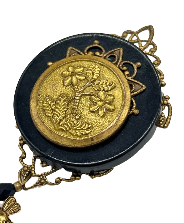 Thumbnail: Victorian Revival/Style Brooch with Flower+Dragonfly
