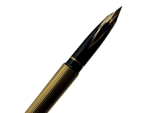 Sheaffer Gold Electroplated Fountain Pen 14K Nib w/ Case + 3 Black