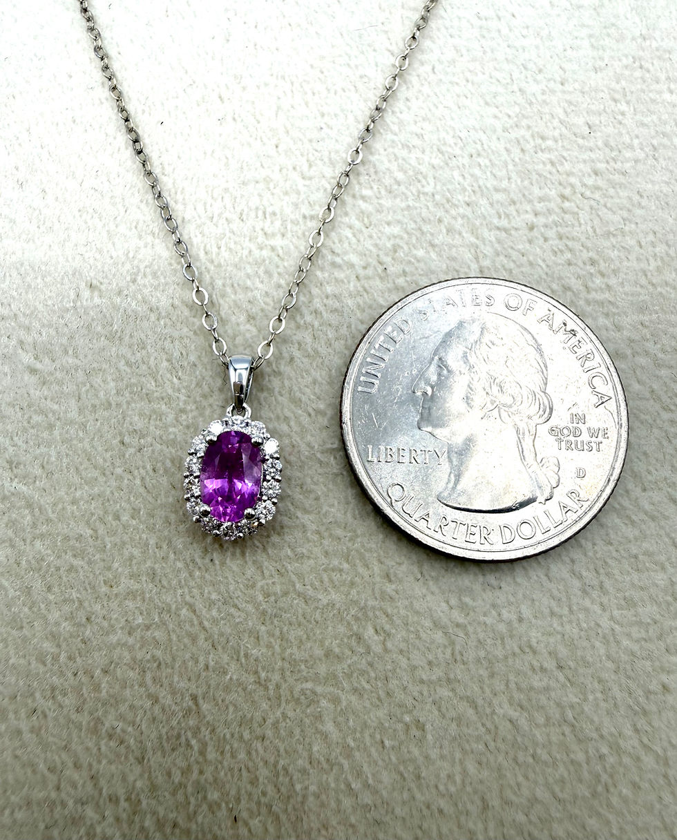 Thumbnail: 14 Karat White Gold .94ct Pink Sapphire & .21ctw Diamond Pendant