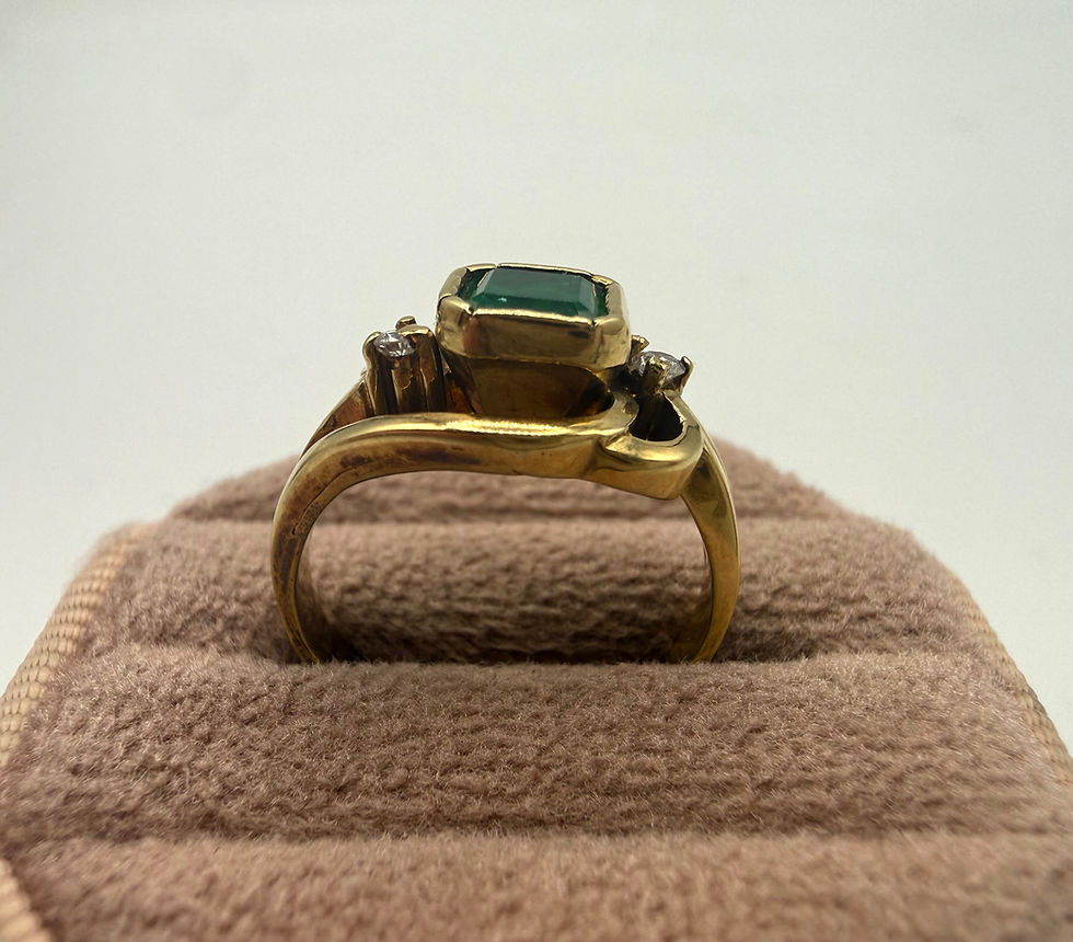Thumbnail: 18 Karat Yellow Gold 0.85ct Emerald & .04ctw Diamond Ring