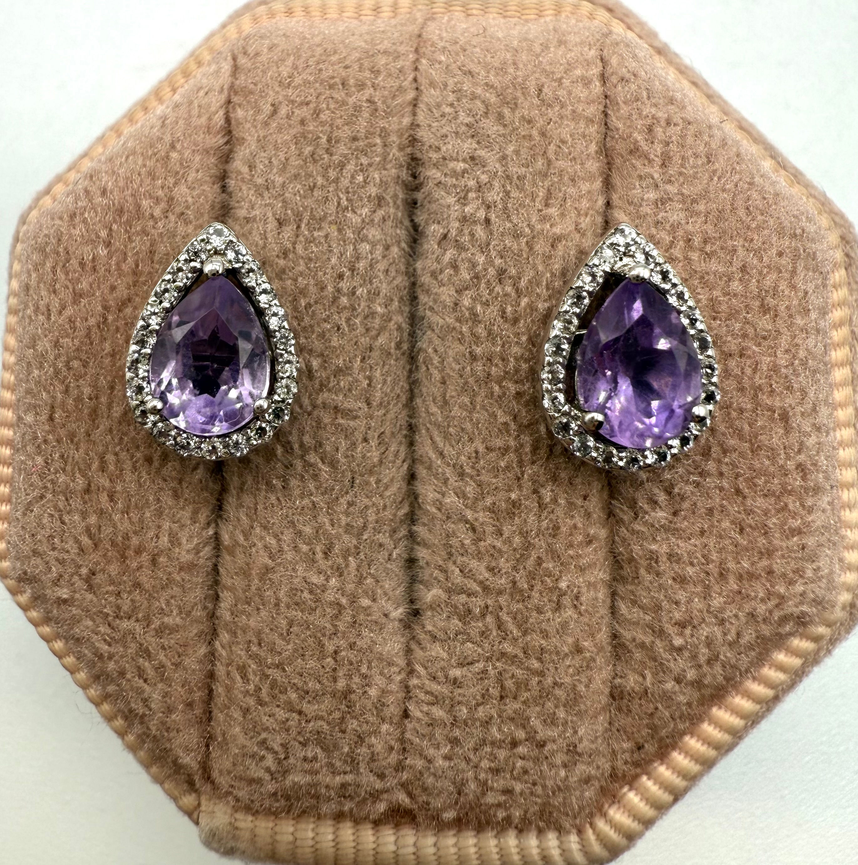 Sterling Silver 1.24ctw Amethyst & White Topaz Studs