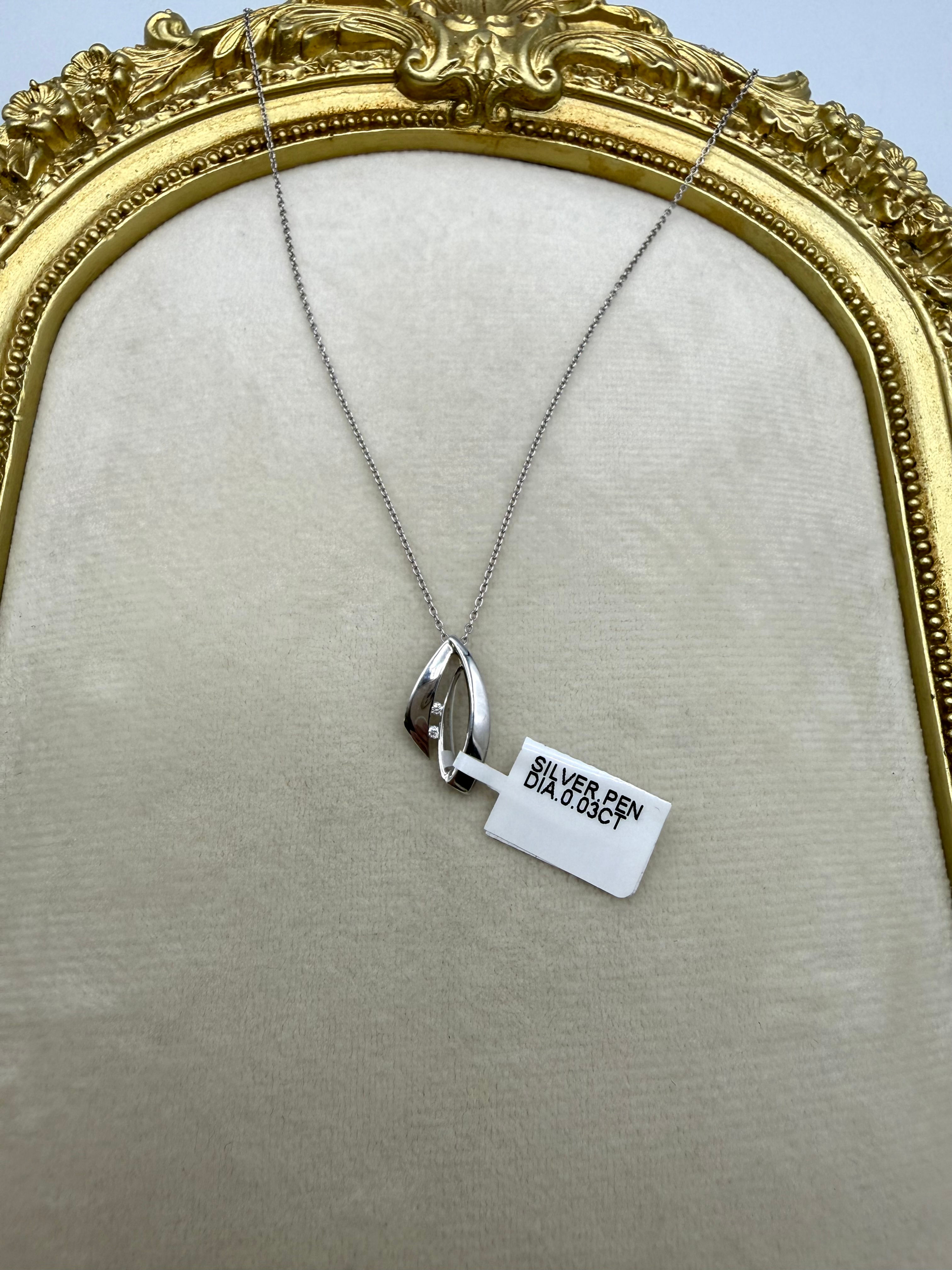 Sterling Silver .03ctw Diamond Necklace
