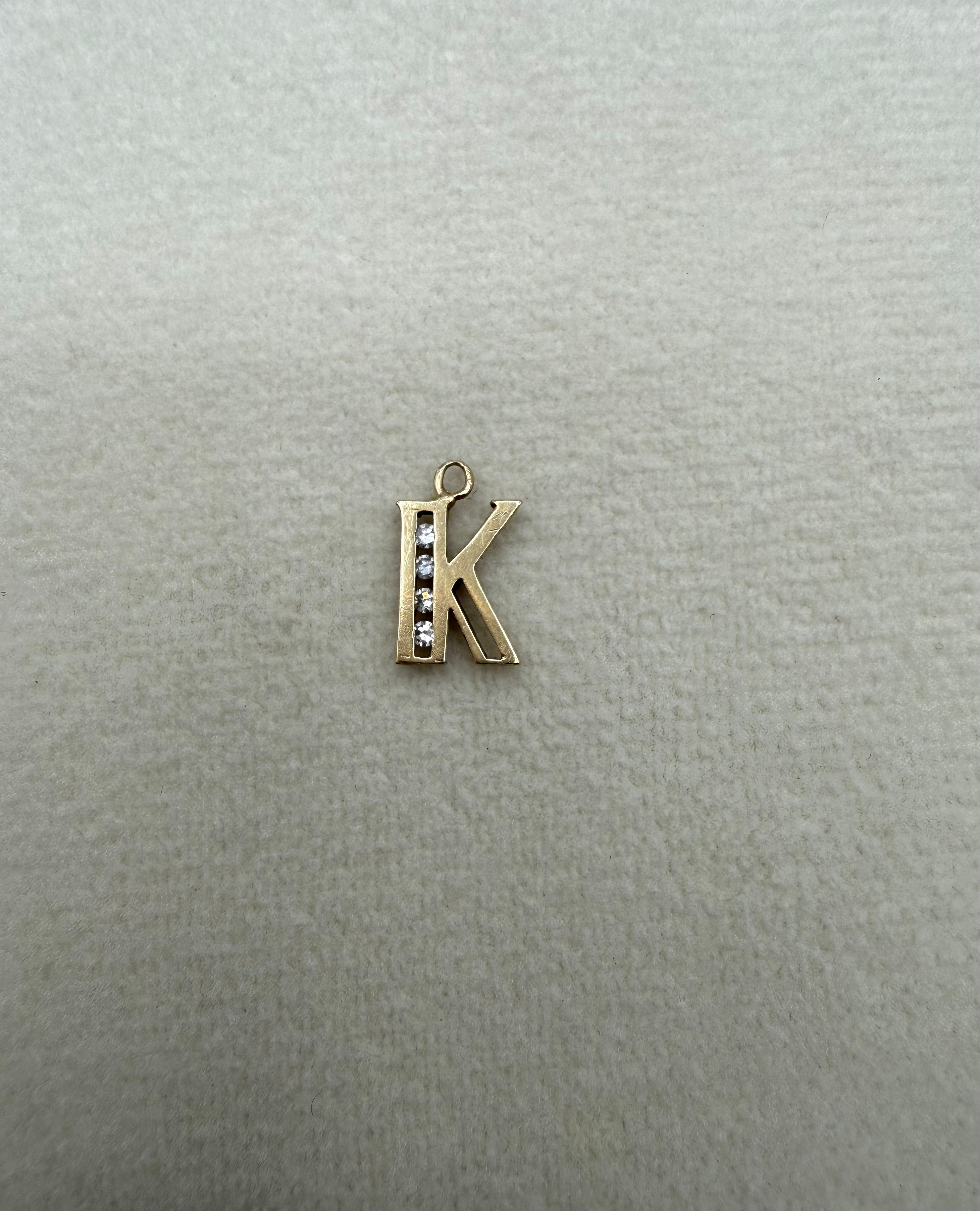14 Karat Yellow Gold 0.06ctw Diamond ''K'' Pendant