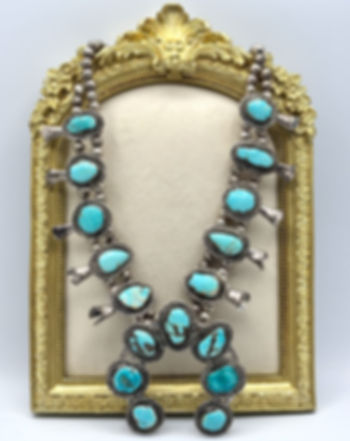 Native American Turquoise Necklace Sterling Silver Blossom Navajo Vintage
