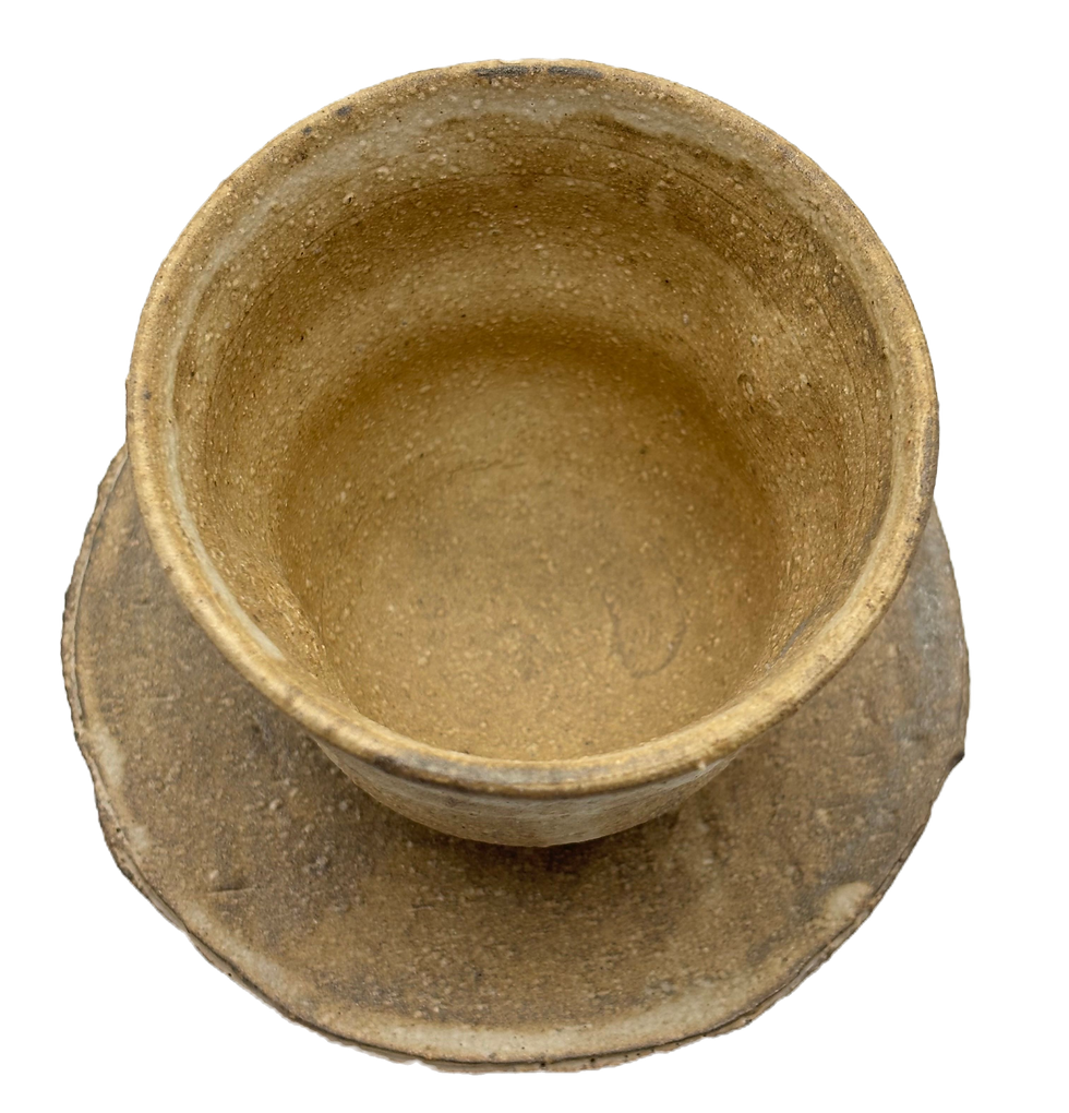 Thumbnail: (2) Handcrafted Japanese Ceramic Tea Cups/Saucers (Chawan) Shigaraki Yaki Style