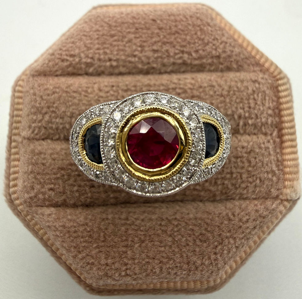 Thumbnail: Platinum+18K 0.40ctw Sapphire & 1.31ctw Diamond Ring Mounting & .69ct Ruby AGL